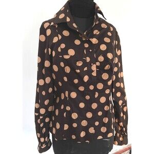 Etcetera Woman's Cotton Polka Dot Fitted Shirt Sz 14